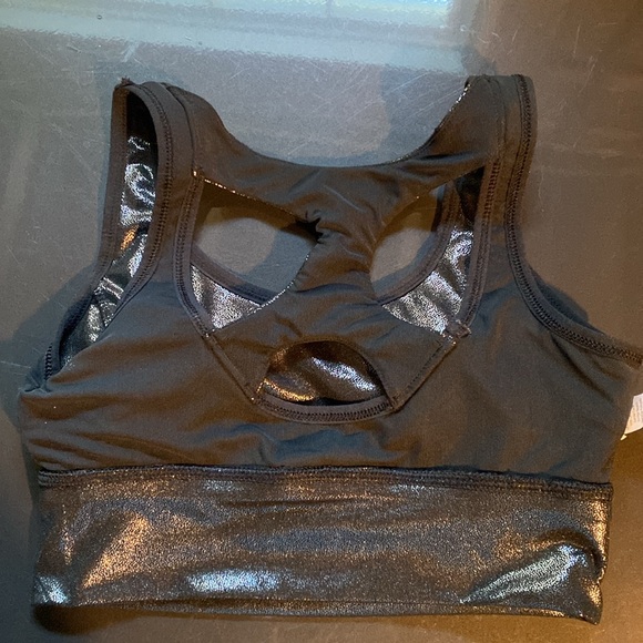 XS, DSG Back Sparkly Sports Bra Active Top Dance Festival Wear Silver Sparkle - Picture 8 of 16